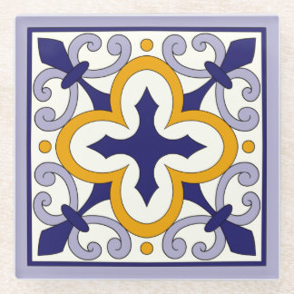 Moroccan Tiles Pattern #2 Glass Coaster