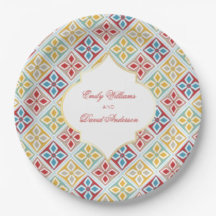 Moroccan Tiles Pattern Arabesque Paper Plate