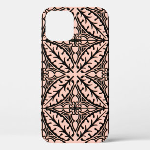 Moroccan tiles - peach pink and black iPhone 12 case
