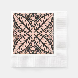 Moroccan tiles - peach pink and black napkin