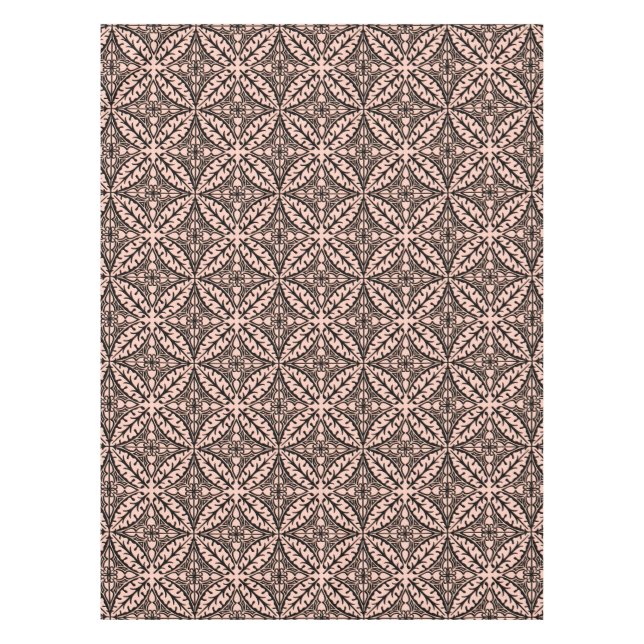 Moroccan tiles - peach pink and black tablecloth (Front)