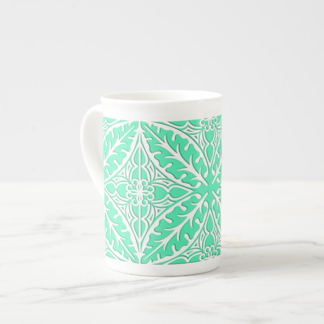 Moroccan tiles - robin's egg blue and white bone china mug (Front Left)