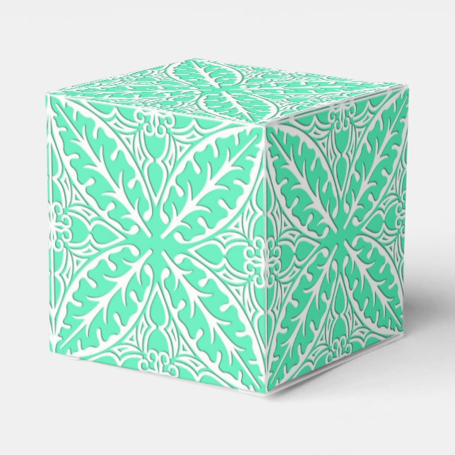 Moroccan tiles - robin's egg blue and white favour box (Back Side)