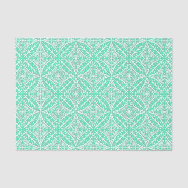 Moroccan tiles - robin's egg blue and white tissue paper (Front)