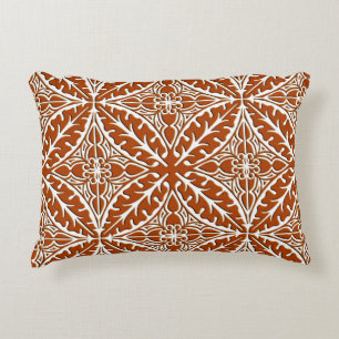 Moroccan tiles - rust brown and white decorative cushion