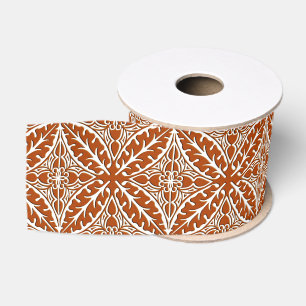 Moroccan tiles - rust brown and white grosgrain ribbon