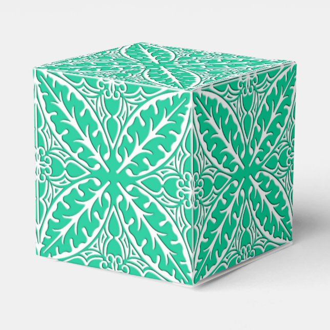 Moroccan tiles - turquoise and white favour box (Back Side)