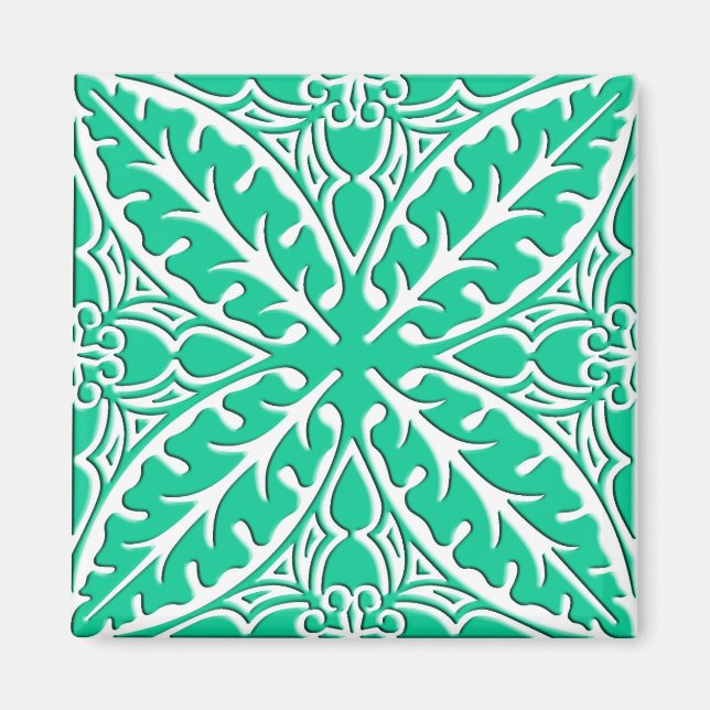 Moroccan tiles - turquoise and white magnet (Front)