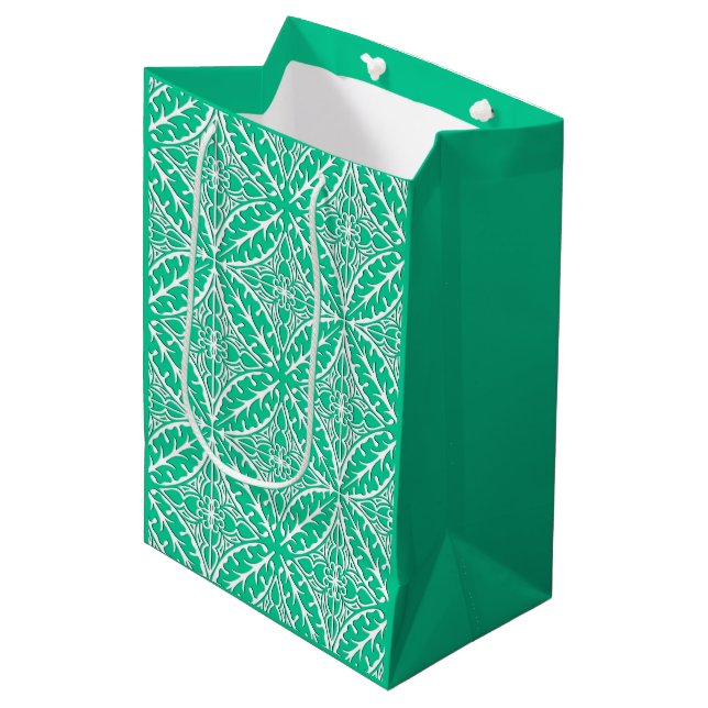 Moroccan tiles - turquoise and white medium gift bag (Front Angled)