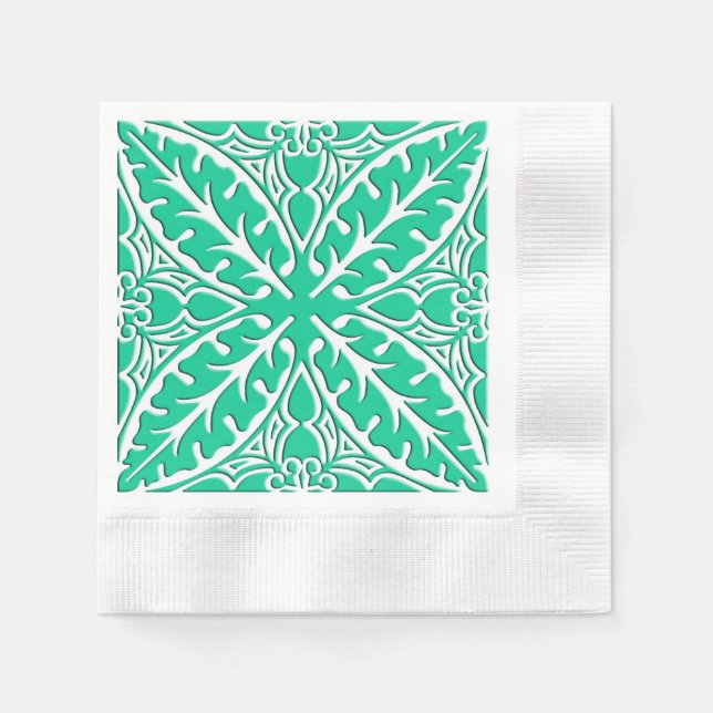 Moroccan tiles - turquoise and white napkin (Front)
