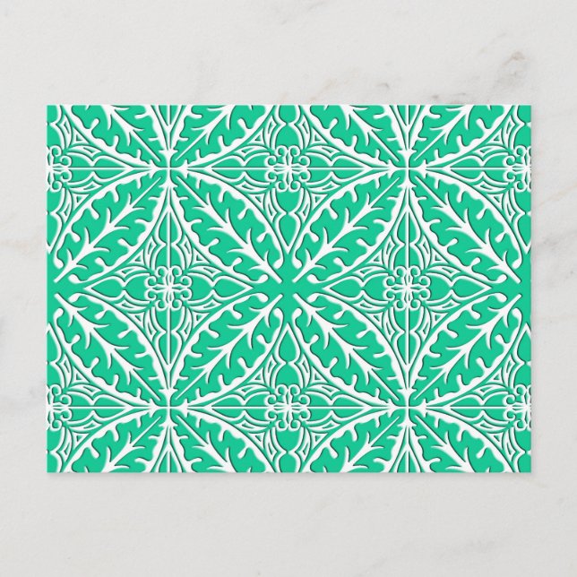 Moroccan tiles - turquoise and white postcard (Front)