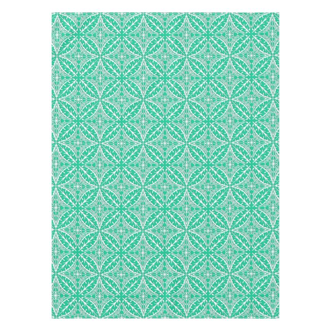 Moroccan tiles - turquoise and white tablecloth (Front)