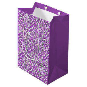 Moroccan tiles - violet and white medium gift bag