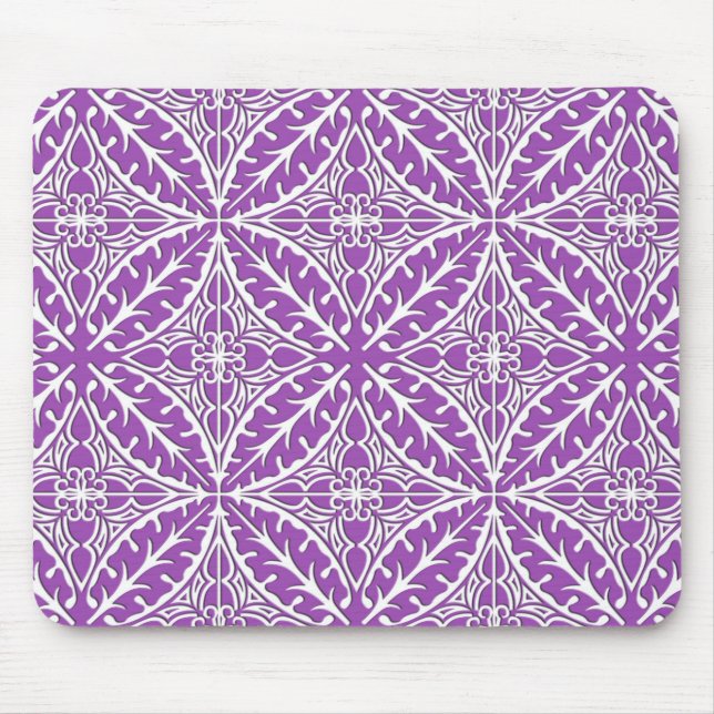 Moroccan tiles - violet and white mouse pad (Front)