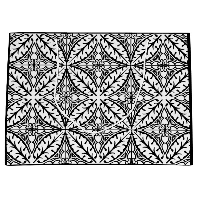 Moroccan tiles - white and black large gift bag (Front)