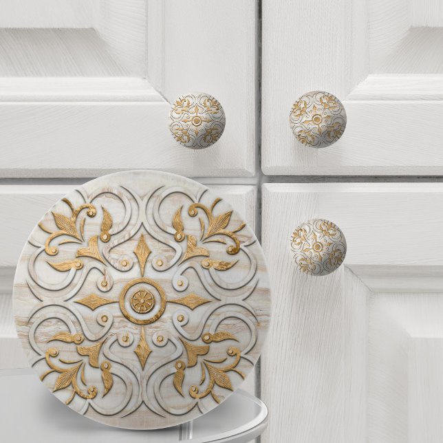 Moroccan Travertine Marble & Gold Ceramic Knob (Creator Uploaded)