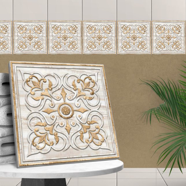 Moroccan Travertine Marble & Gold Tile (Creator Uploaded)