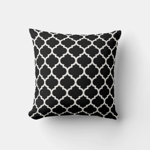 Moroccan  trellis pattern I Black and White Cushion