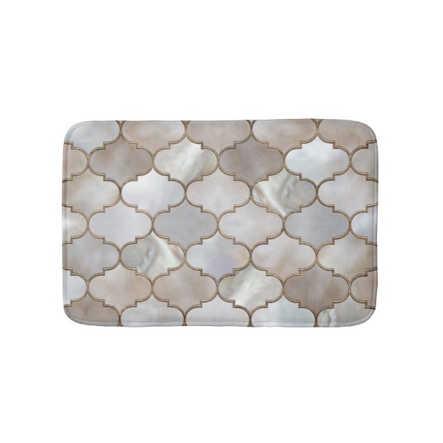 Moroccan trellis Pearl and Gold Bath Mat (Front)