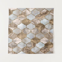Moroccan trellis White marble and gold