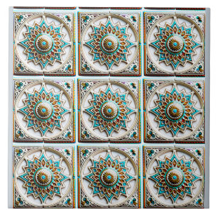Moroccan Turquoise Mandala Inspired Tile
