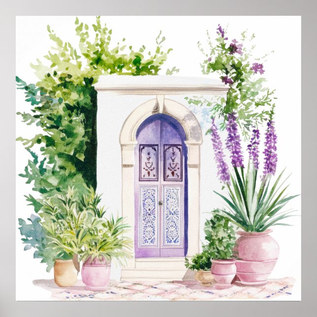  Moroccan Village Watercolor Boho Poster (Front)
