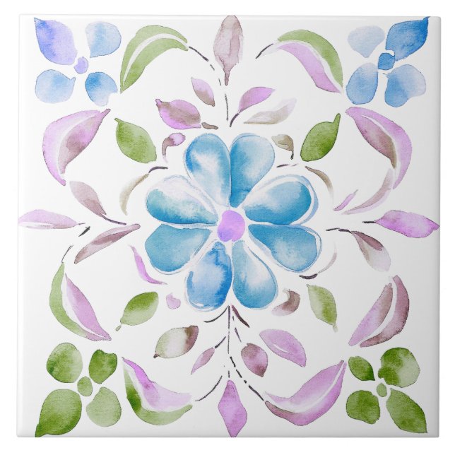  Moroccan Watercolor Boho Tile (Front)