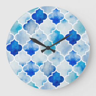 Moroccan Watercolor: Hand Drawn Seamless Large Clock