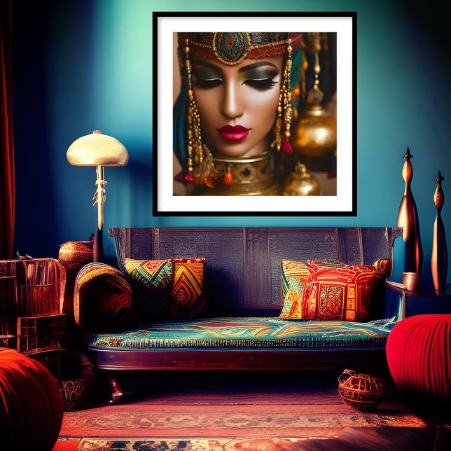 Moroccan Woman Rustic red Gold green jewellery  Poster (Creator Uploaded)