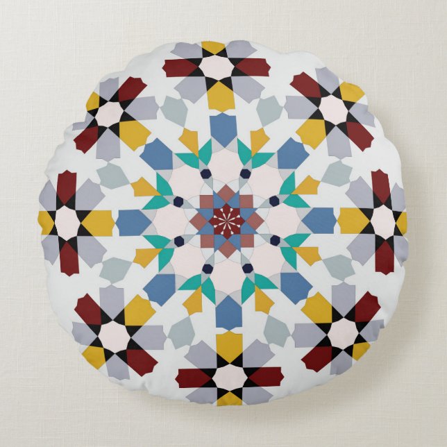 Moroccan Zelije !Moroccan Zellige Round Cushion (Front)