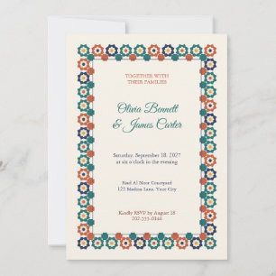 Moroccan Zellige Star Border Wedding Invite