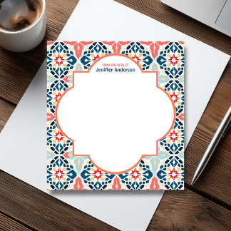Moroccan Zellij Pattern Blue & Pink Notepad
