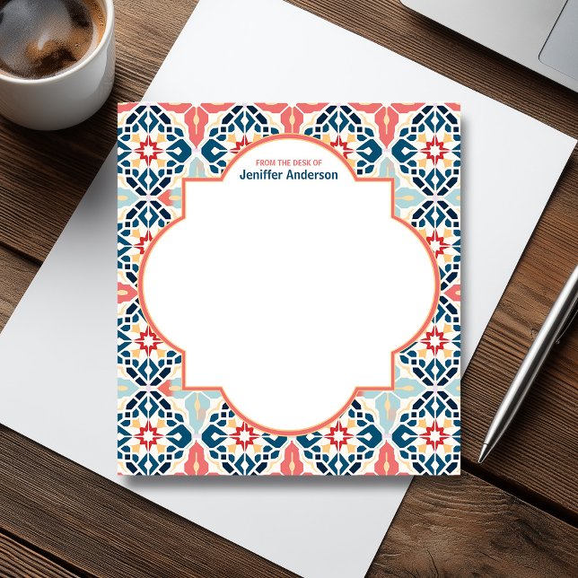 Moroccan Zellij Pattern Blue & Pink Notepad (Moroccan Zellij Pattern Blue & Pink Notepad)