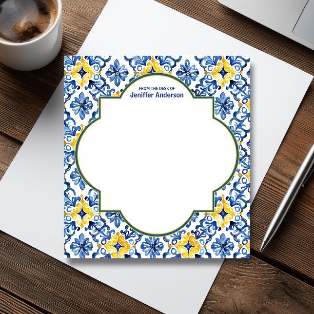 Moroccan Zellij Pattern Blue & Yellow  Notepad (Moroccan Zellij Pattern Blue & Yellow Notepad)