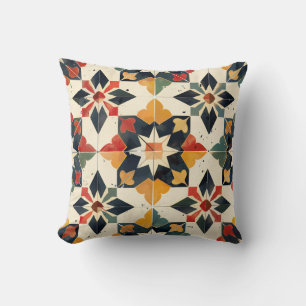 Moroccan Zellij Red Yellow and Green Cushion