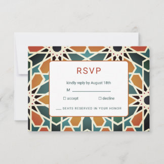 Moroccan Zellij Wedding RSVP Card