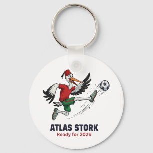 Morocco 2026 Atlas Stork Soccer Mascot – Fun Sport Key Ring