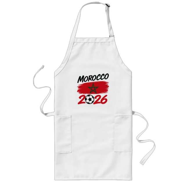 Morocco 2026 Soccer Fan Football Supporter Pride  Long Apron (Front)