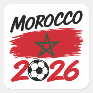 Morocco 2026 Soccer Fan Football Supporter Pride Square Sticker