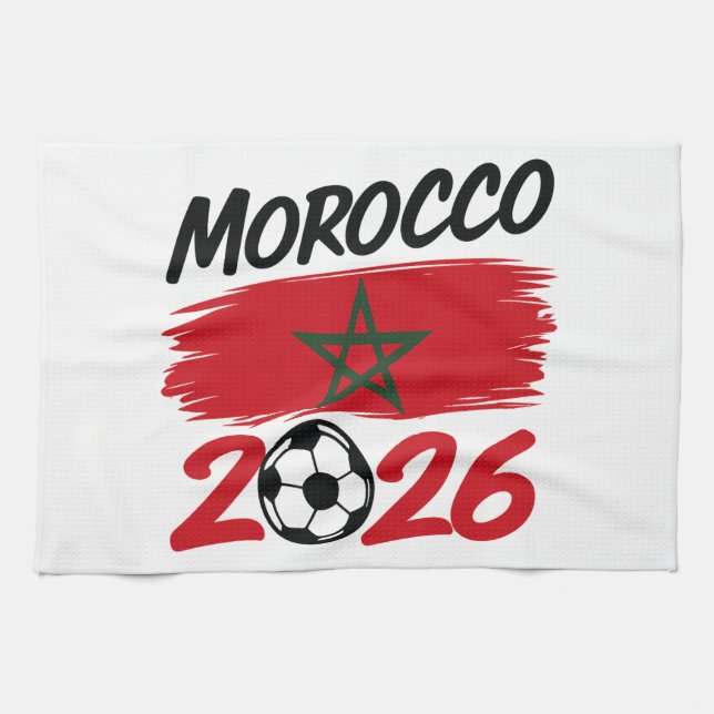 Morocco 2026 Soccer Fan Football Supporter Pride  Tea Towel (Horizontal)