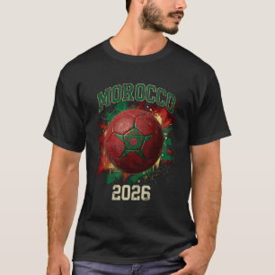Morocco 2026 Soccer Flag Paint Splashed Football T-Shirt