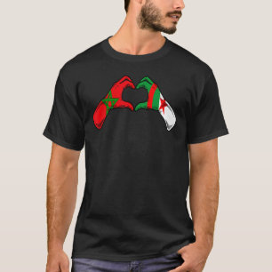Morocco Algeria Flag - Moroccan Algerian Heart T-Shirt