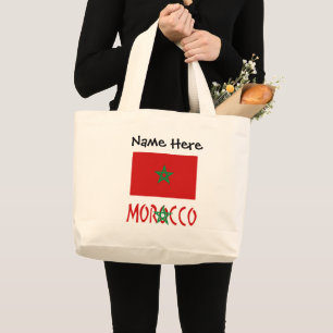 Morocco and Moroccan Flag Personalized Large Tote