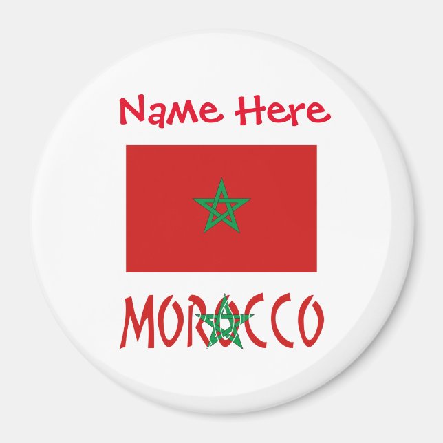 Morocco and Moroccan Flag Red Personalisation  Magnet (Front)