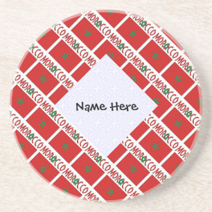 Morocco and Moroccan Flag Tiled with Your Name Coaster