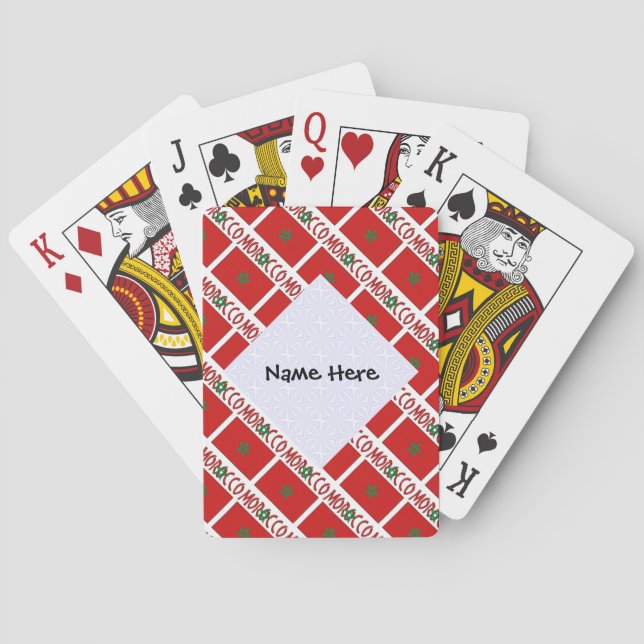 Morocco and Moroccan Flag Tiled with Your Name Playing Cards (Back)