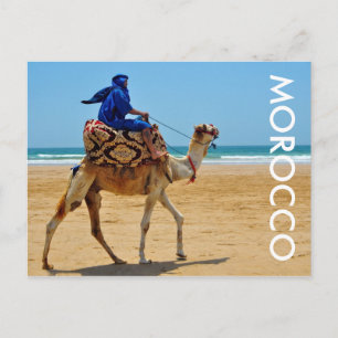 morocco arab ride camel seaside beach postcard