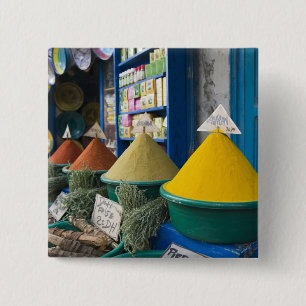 MOROCCO, Atlantic Coast, ESSAOUIRA: Spice Market 15 Cm Square Badge