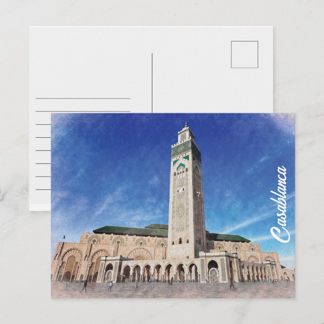 Morocco Casablanca Mosque Hassan 2 Islamic Postcard (Front/Back)