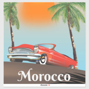 Morocco Classic Red car travel poster